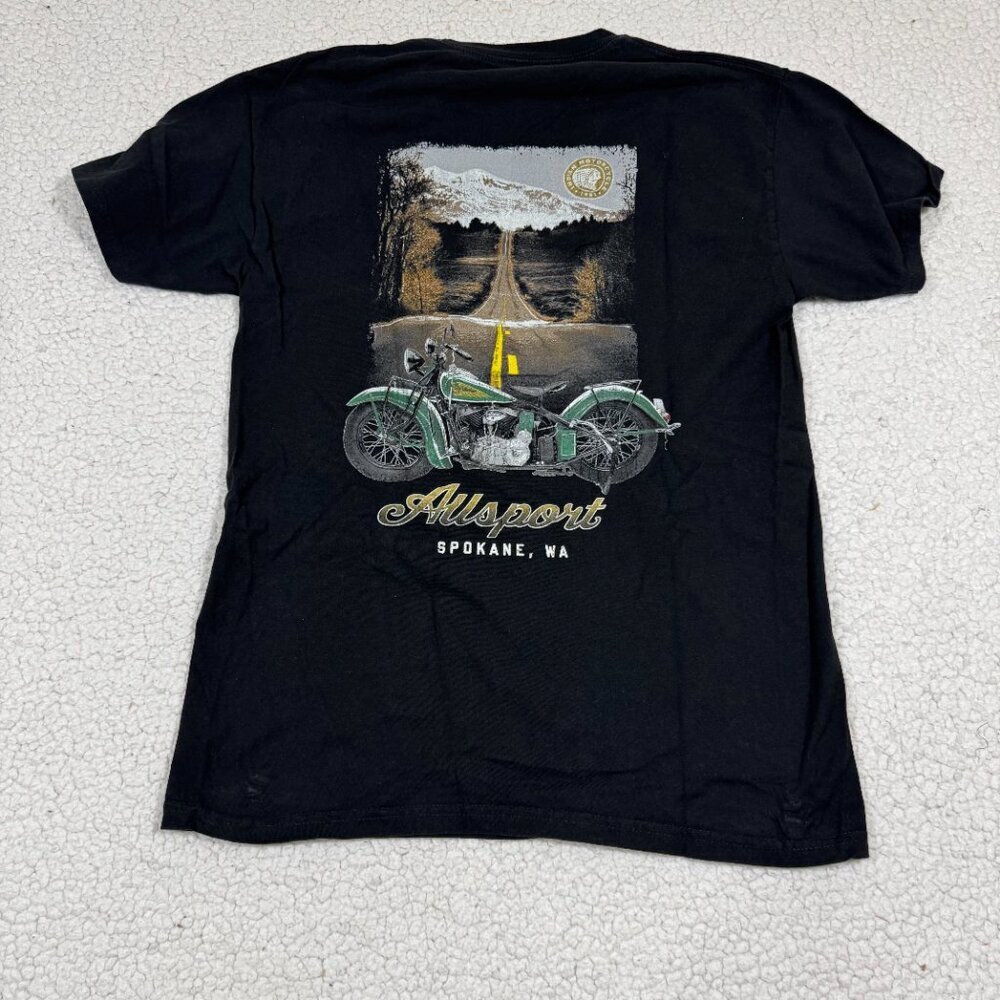 Indian Motorcycle Men's Cotton T Shirt Size M Black Spokane, WA Short Sleeve